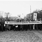 София - "Екогласност" - Първият демократичен митинг, по време на  който се внася в Народното събрание подписката срещу проектите Рила - Места