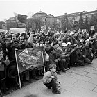 СДС митинг на журналисти от вестник Демокрация с искане за по-висок тираж