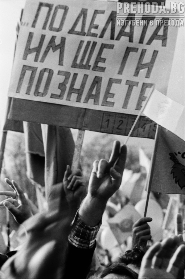 Протестен митинг на СДС срещу кабинета Луканов